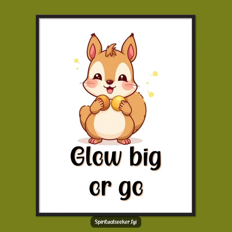 Funny Squirrel Digital Art: Cheerful Glow Nuts Friendship Print