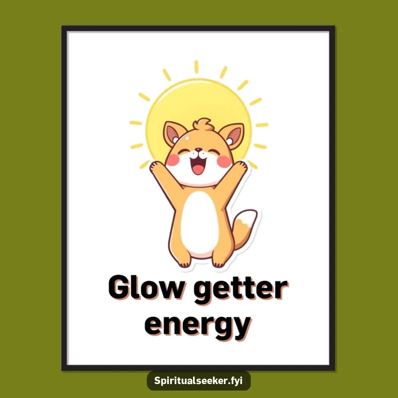 Funny Kawaii Animal Digital Art: Radiant Sun Reach, Instant Funny Gift