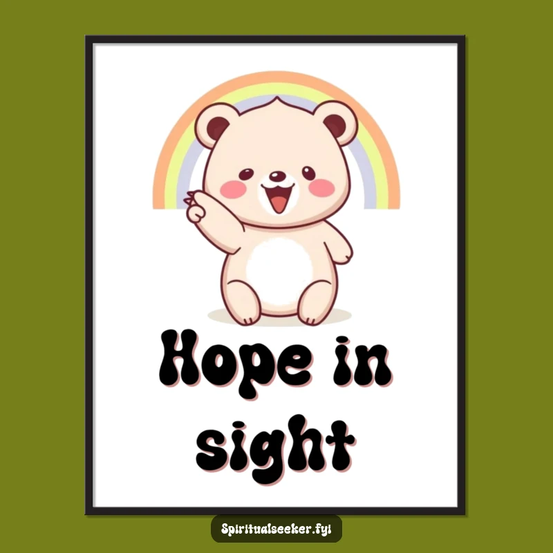 Funny Digital Art: Beaming Bear & Rainbow for Instant Joyful Decor