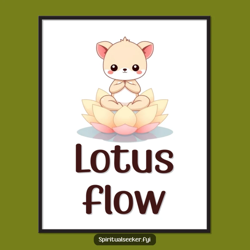 Funny Kawaii Animal Digital Art - Serene Meditation Print for Instant Zen Decor