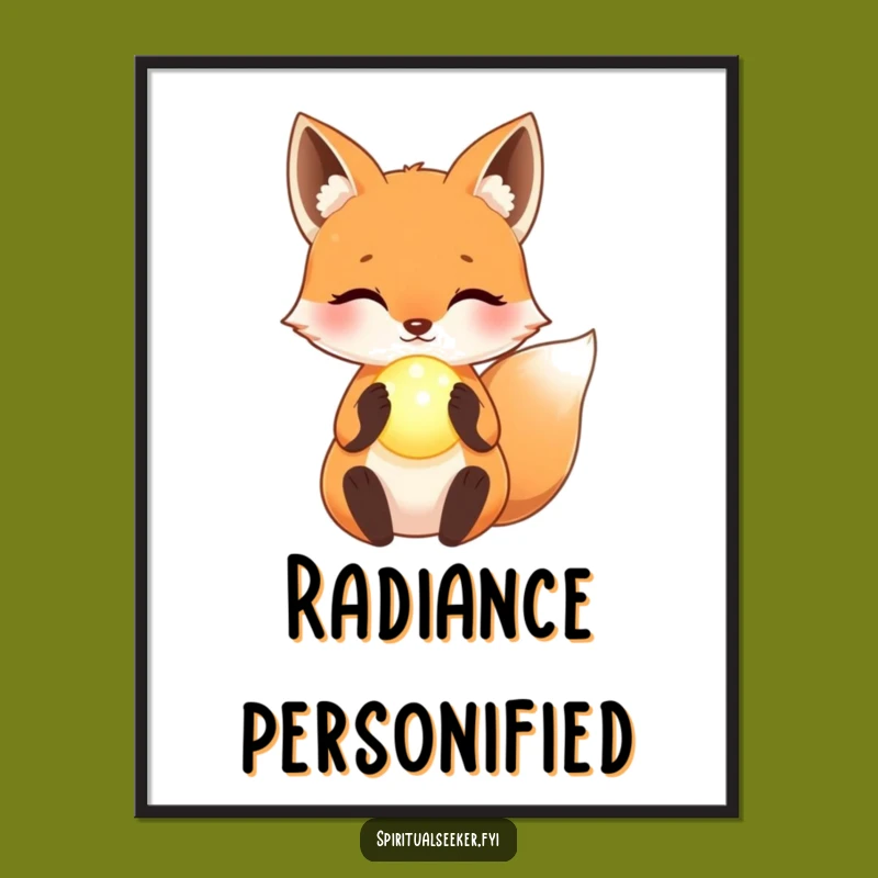 Funny Kawaii Fox Magic Digital Print - Orb Art, Instant Funny Gift