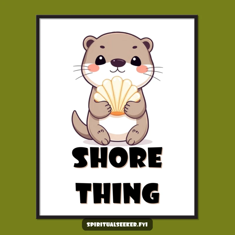 Funny Playful Otter Digital Art: Coastal Wall Decor, Unique Funny Gift!