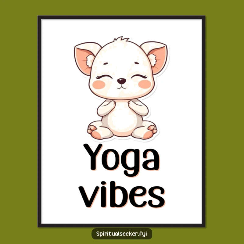 Funny Kawaii Animal Yoga Digital Art - Gentle Pose Print for Instant Calm Decor