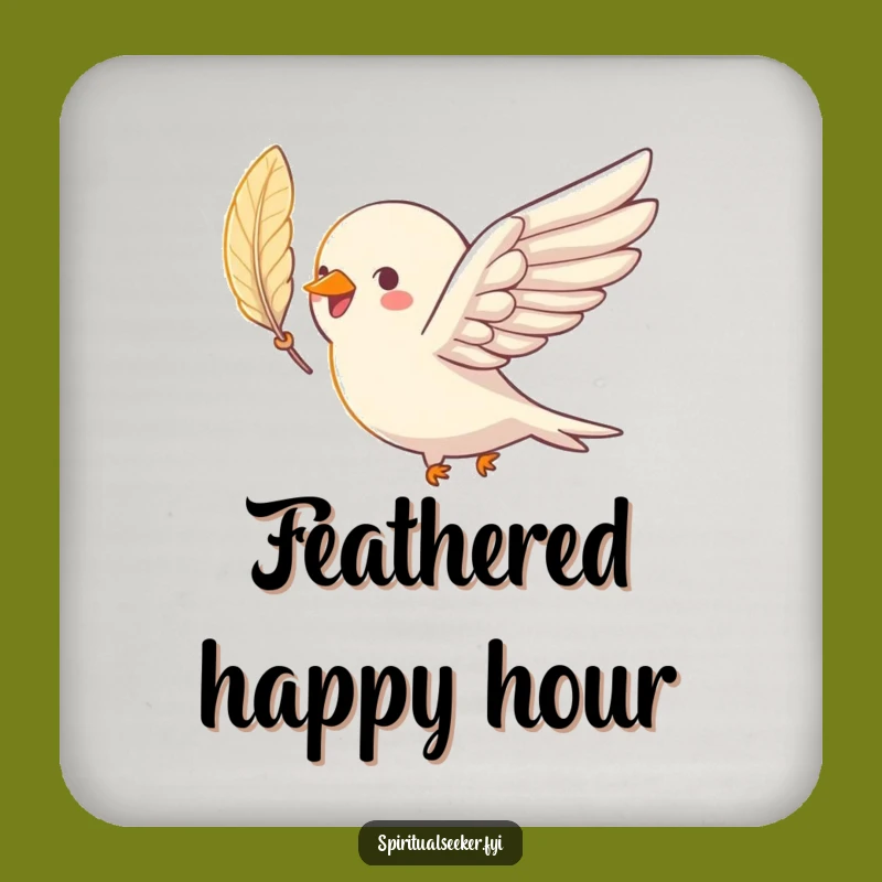 Funny Bird Soaring Feather Coasters: Protect Surfaces with Uplifting Humor