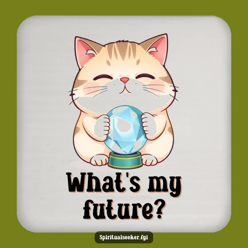 Funny Cat Crystal Ball Coaster Set: Mystic Protection for Tables