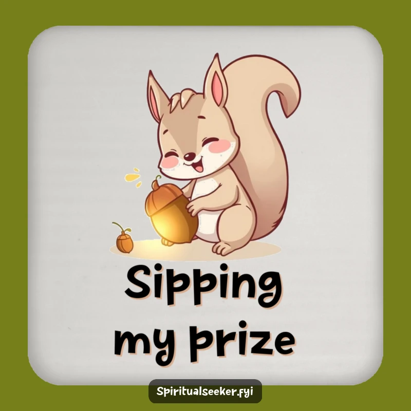 Funny Drink Coaster: Squirrel Acorn Art for Playful Tables