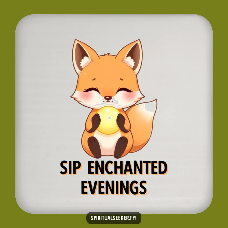 Funny Kawaii Fox Magic Coaster - Glowing Orb Protection, Small Funny Gift