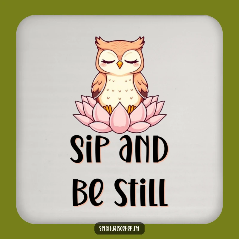 Funny Kawaii Owl Zen Coaster - Meditating Protection, Small Funny Gift