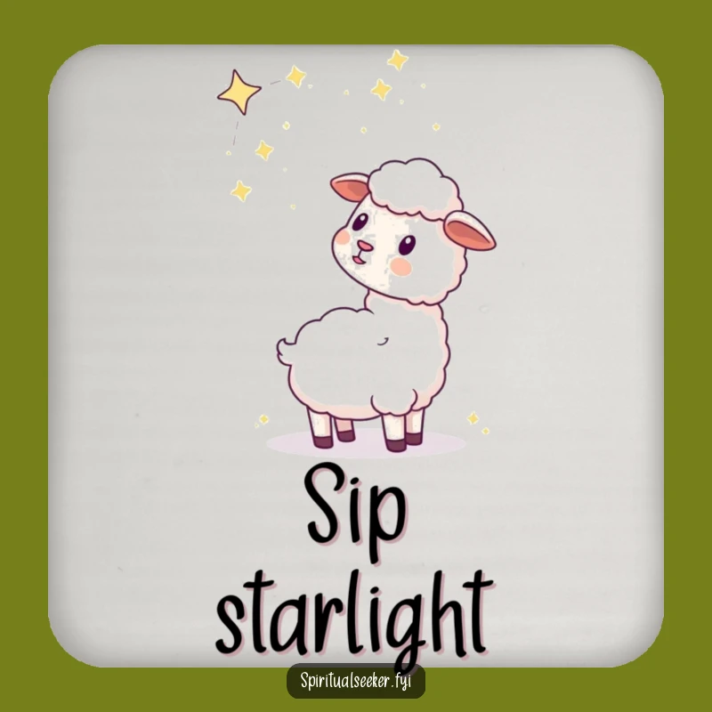Funny Kawaii Sheep Coaster - Celestial Constellation Drink Gift