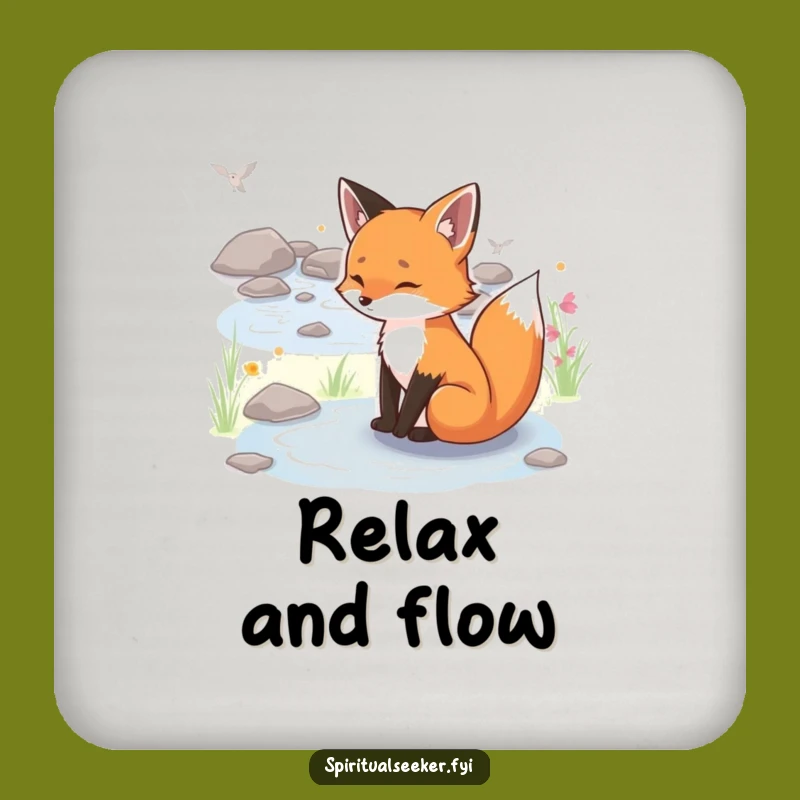 Funny Serene Fox Coaster: Protect Surfaces, Peaceful Humor Gift