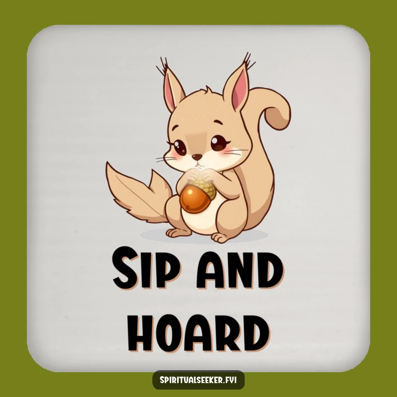 Funny Squirrel Coaster, Magical Acorn Protection, Curious Drink Gift