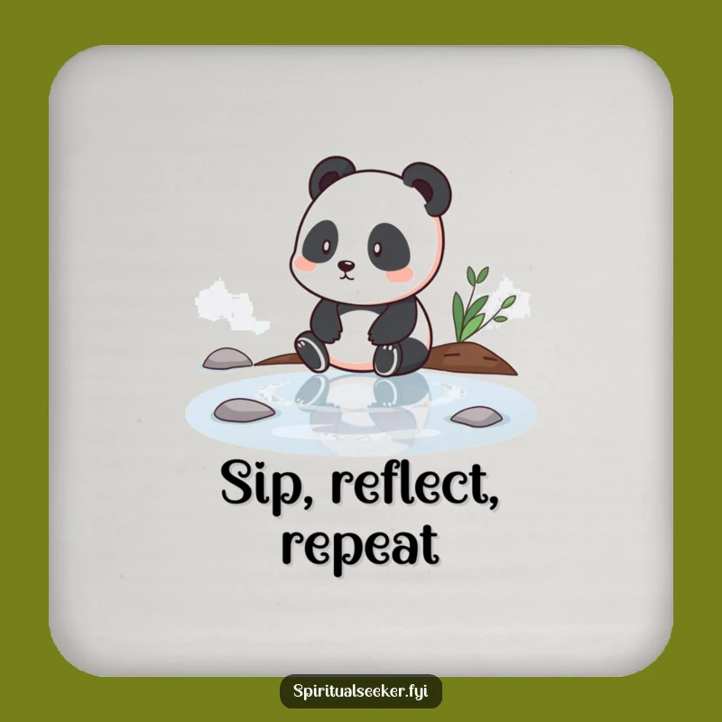 Funny Panda Contemplation Coaster: Protect Surfaces with Zen