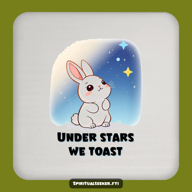Funny Kawaii Rabbit Starry Coaster - Celestial Protection, Small Funny Gift