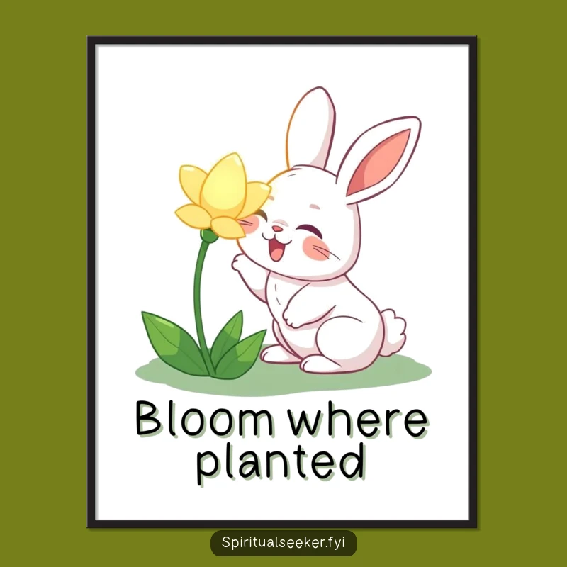 Funny Joyful Rabbit Poster: Garden Delight Art, Perfect Funny Gift!