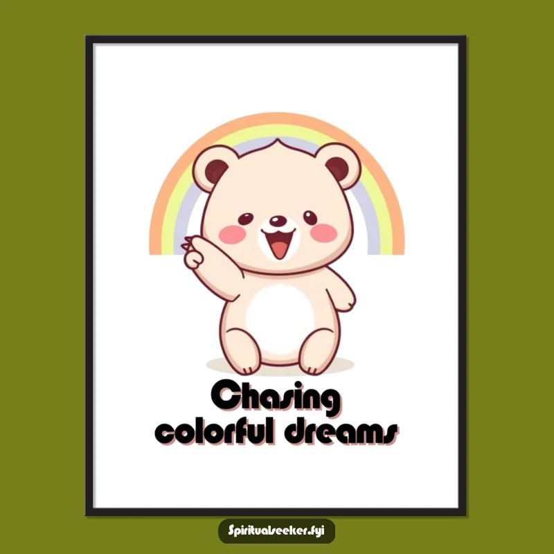 Funny Bear Poster: Rainbow Dreams for a Joyful Home Decor