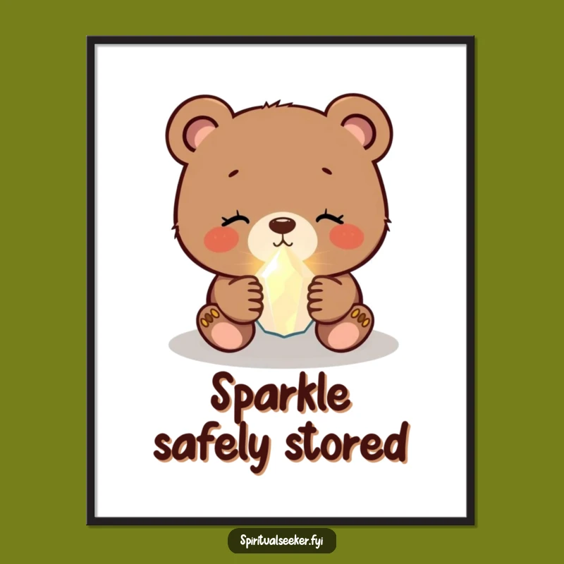 Funny Bear Cub Crystal Poster: Enchanting Wall Art and Hilarious Gift