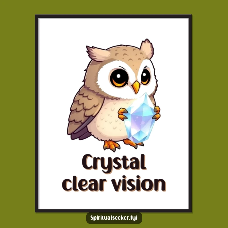 Funny Curious Owl Poster: Mystical Insight Art, Perfect Funny Gift!