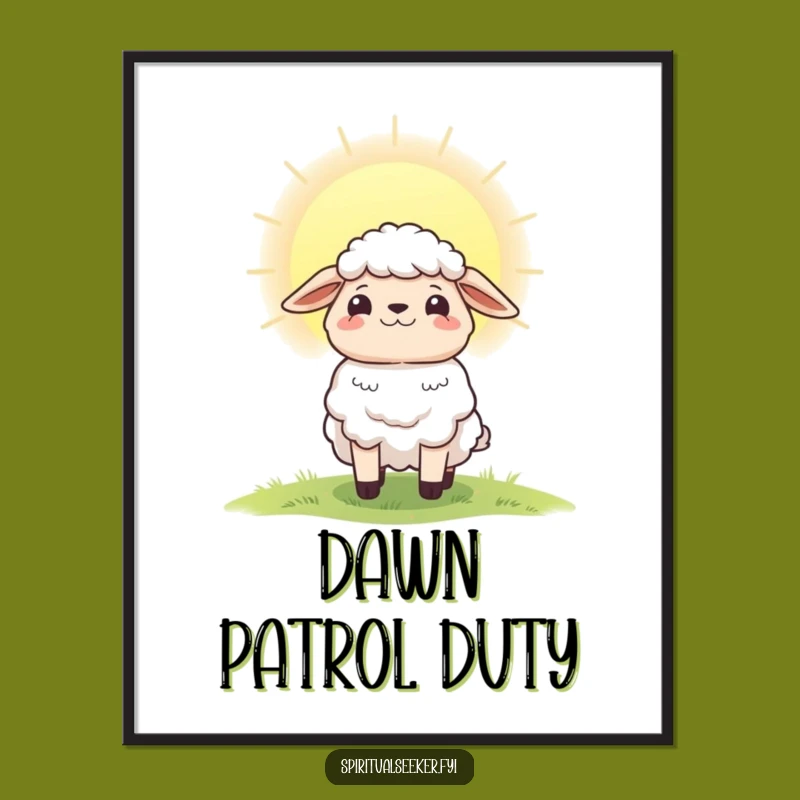 Funny Hopeful Sheep Poster: Radiant Dawn Art for Inspiring Spaces