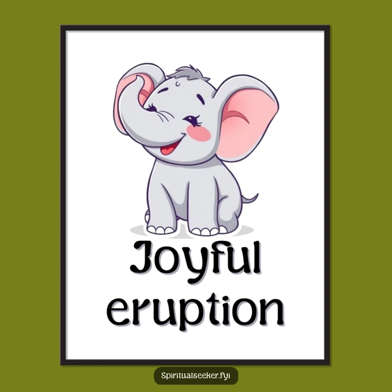 Funny Joyful Elephant Art Print: Celebrate Happiness with Vibrant Humorous Decor.