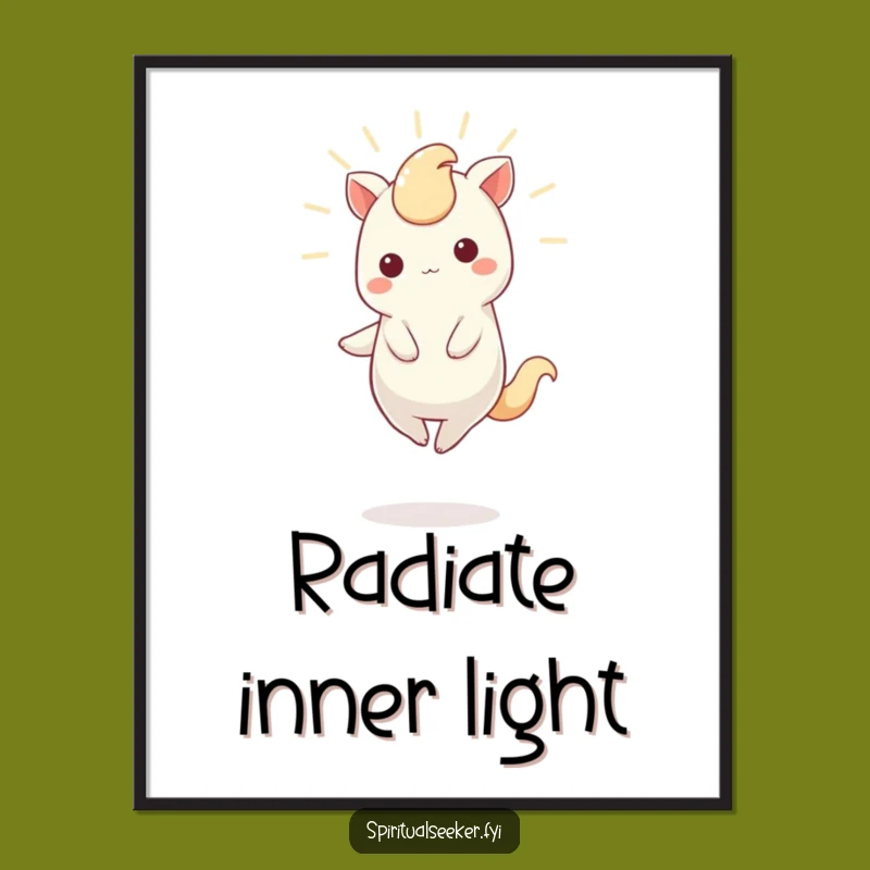 Funny Kawaii Creature Poster: Radiant Balance Art, Enchanting Wall Decor