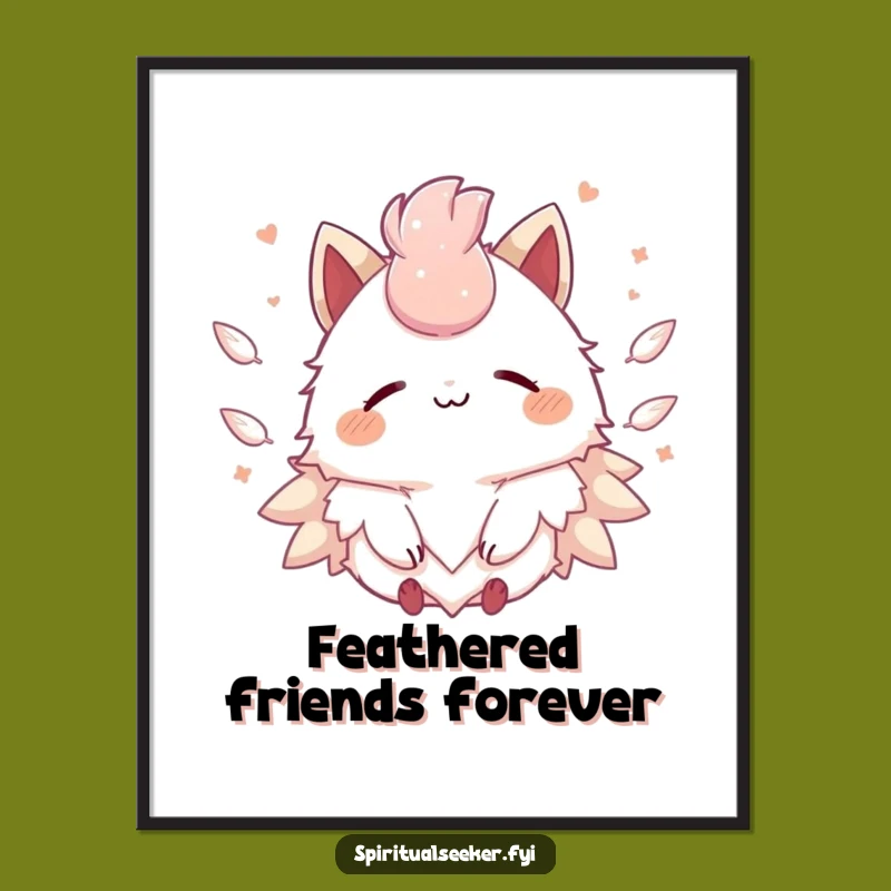 Funny Kawaii Peace Poster: Feather Art, Perfect Funny Gift for Walls