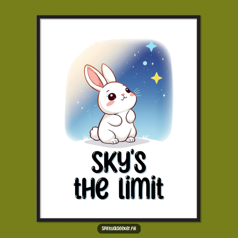 Funny Kawaii Rabbit Starry Poster - Cosmic Wonder Art, Unique Funny Gift