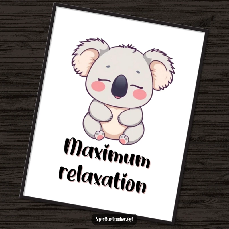 Funny poster print of a peaceful koala with closed eyes, looking content, perfect for creating a serene and humorous ambiance, a great funny gift.