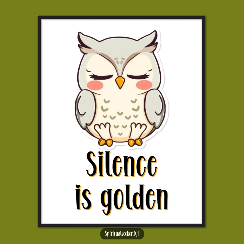 Funny Meditating Owl Poster: Zen Art, Peaceful Wall Decor Gift