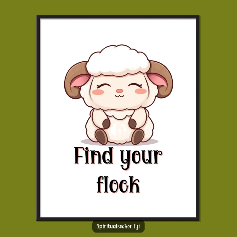 Funny Meditating Sheep Poster: Serene Smile Art for Peaceful Vibes, Unique Funny Gift