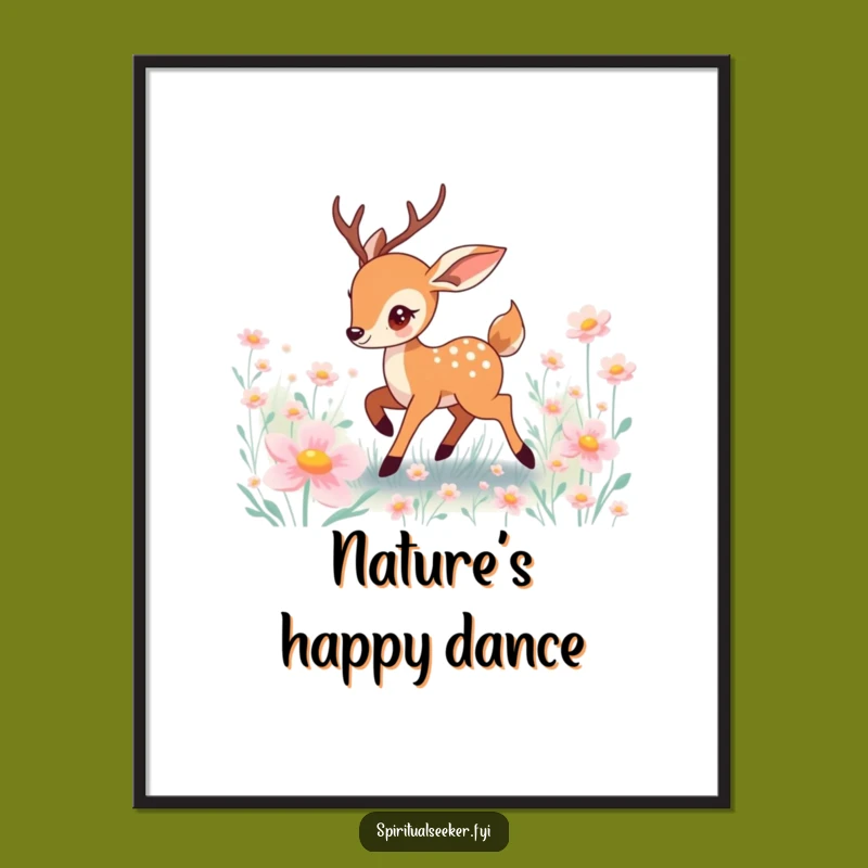 Funny Prancing Deer Poster: Whimsical Wall Art for a Magical Space