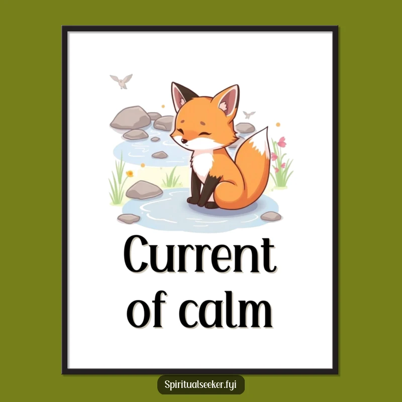 Funny Serene Fox Poster: Woodland Art, Peaceful Decor Gift