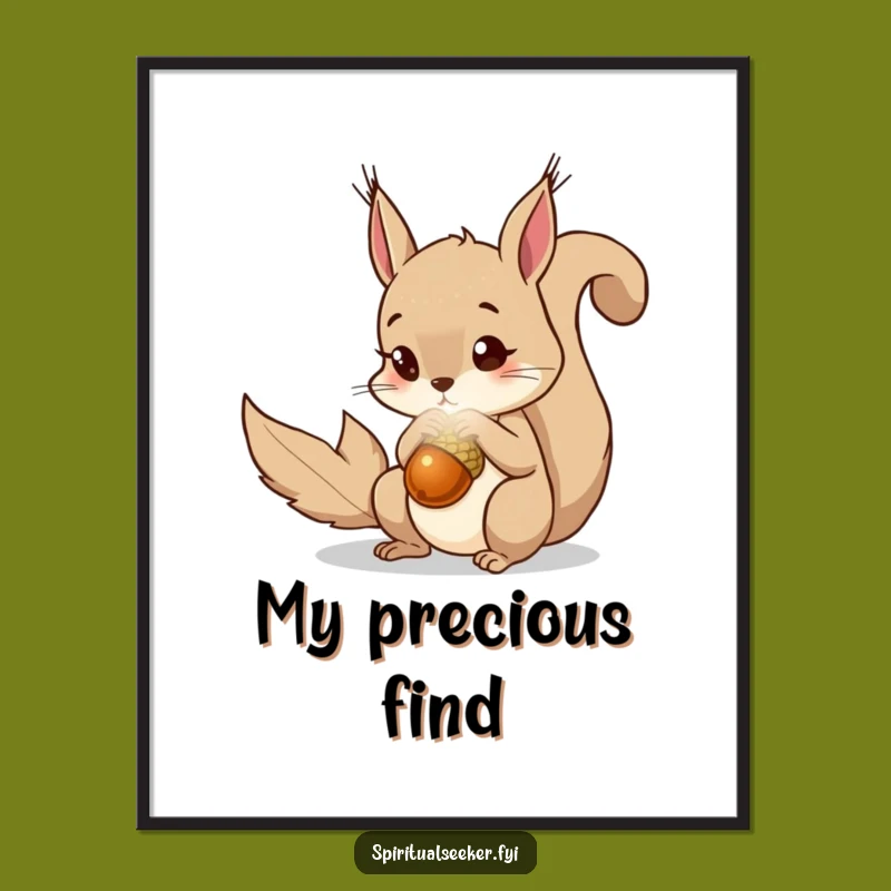 Funny Squirrel Poster, Magical Acorn Art, Curious Decor Gift