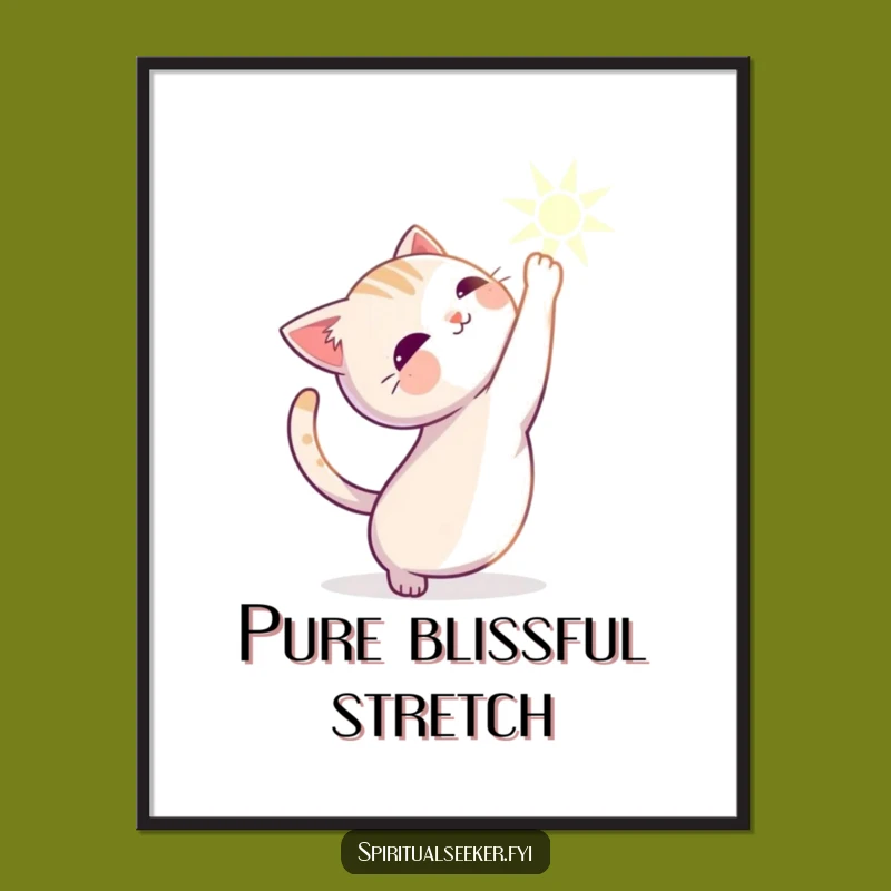 Funny Stretching Cat Poster: Serene Wall Art for a Peaceful Space