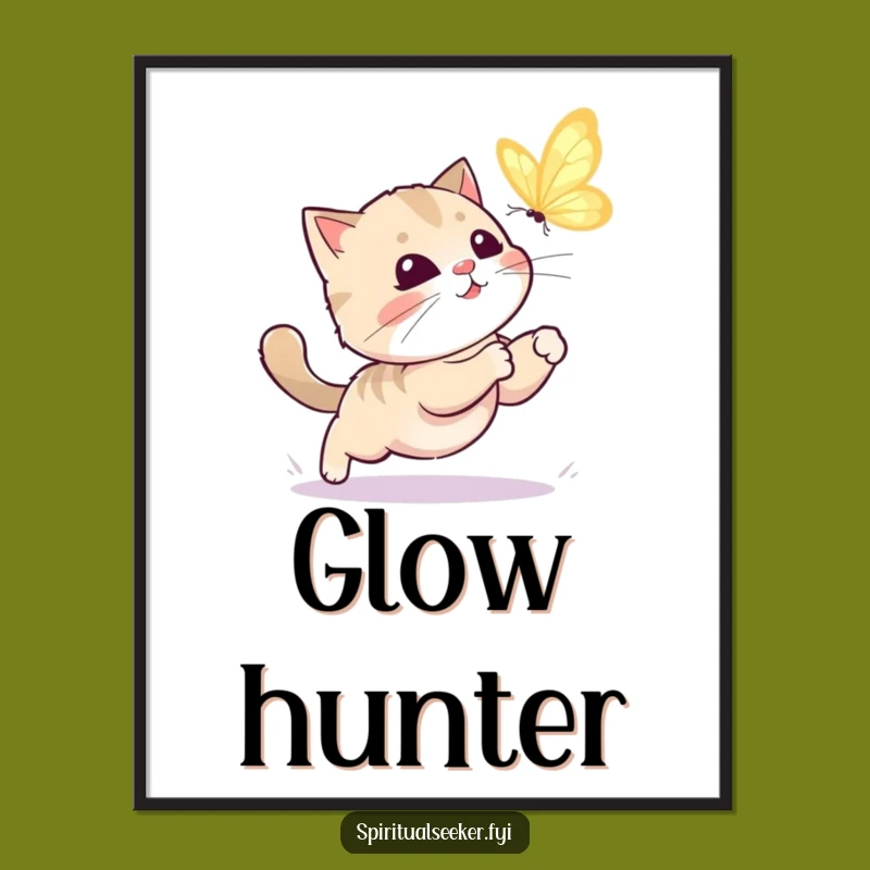 Funny Kawaii Cat Butterfly Poster: Playful Wall Art Gift for Joy