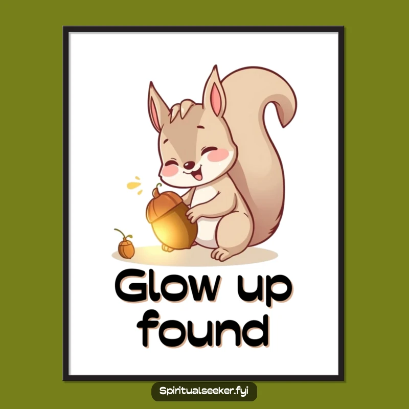 Funny Squirrel Poster: Giggling Squirrel Acorn Art, Playful Wall Decor Funny Gift