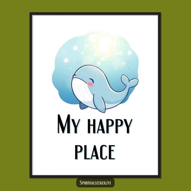 Funny Whale Poster, Magical Underwater Glow Art, Thoughtful Decor Gift