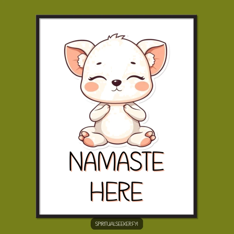 Funny Kawaii Animal Yoga Poster - Gentle Pose Art Print for Calm Decor