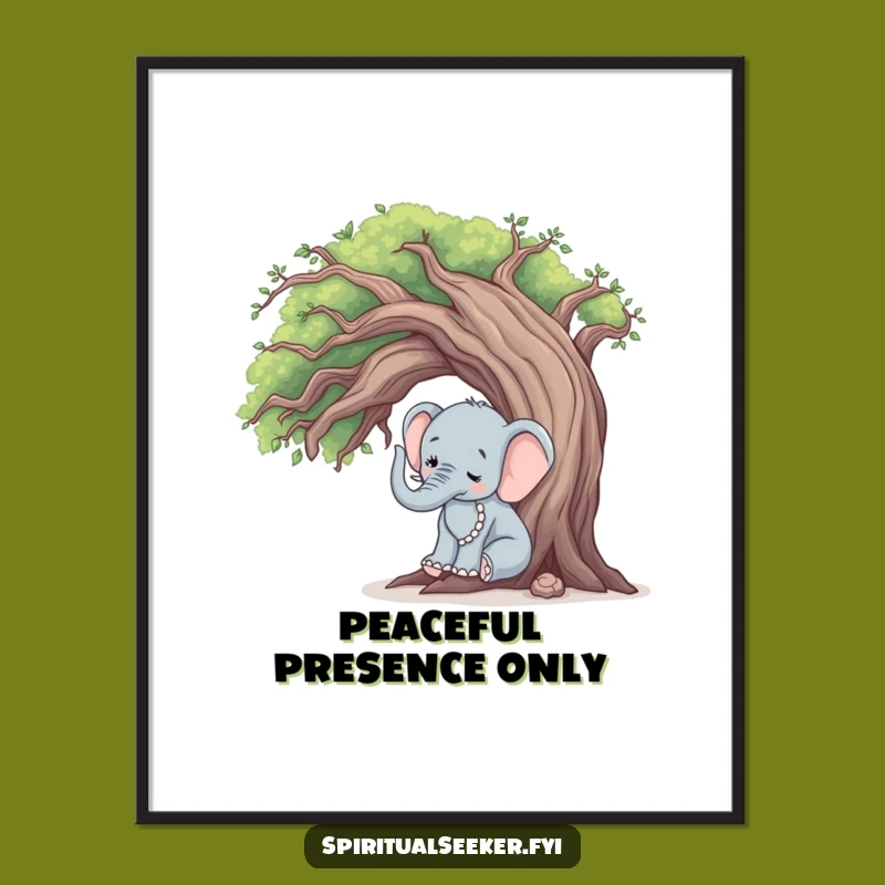 Funny Elephant Tree Hugger Poster: Peaceful Wall Art for Serene Spaces Gift