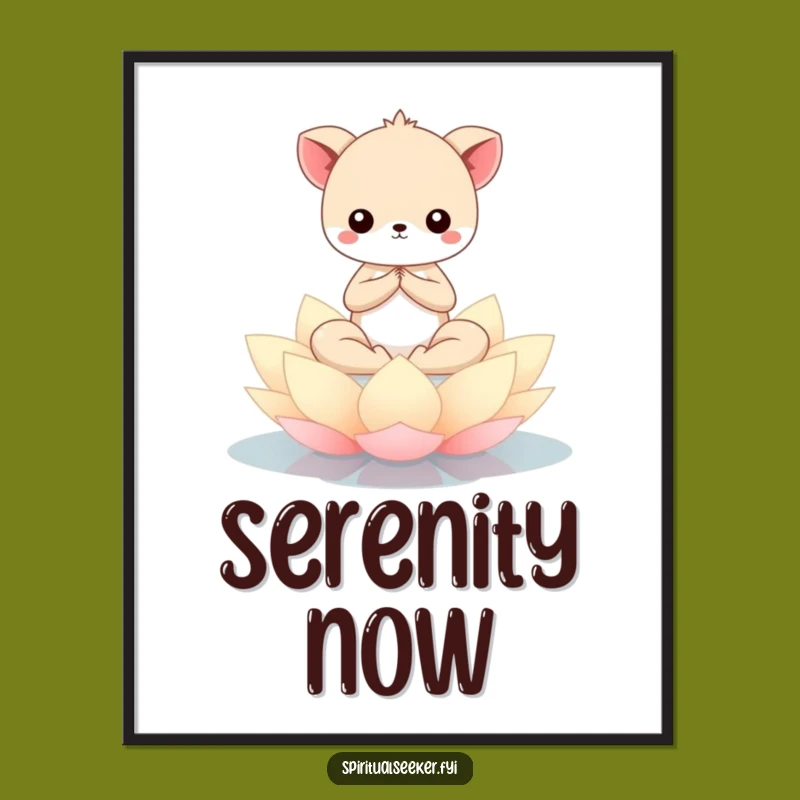 Funny Kawaii Animal Poster - Serene Meditation Art Print for Peaceful Decor