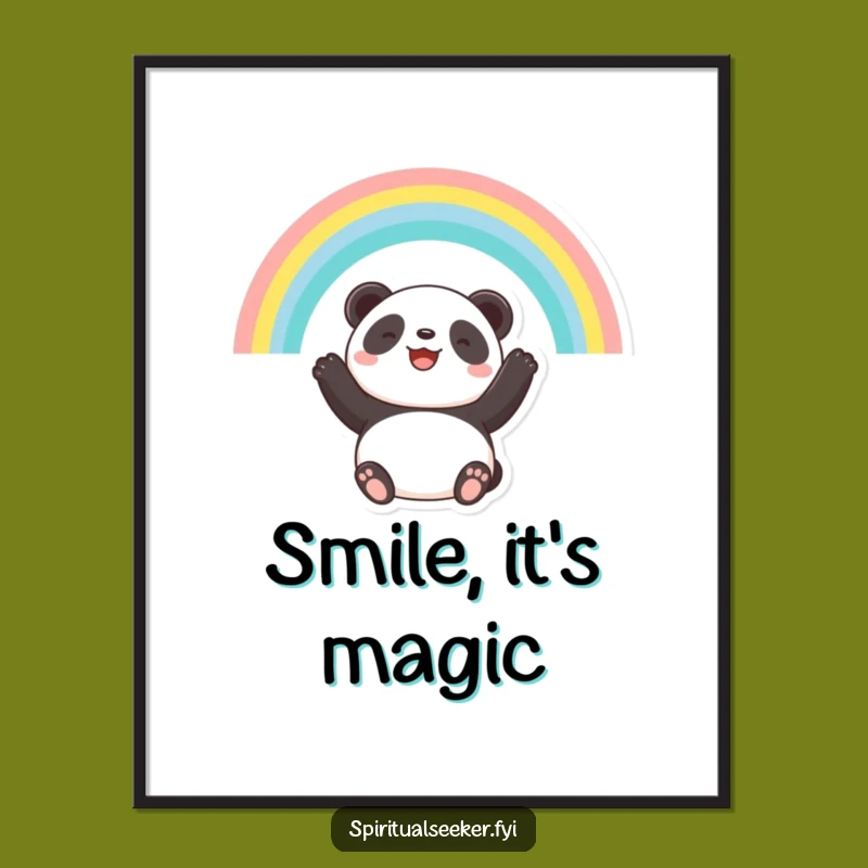 Funny Panda Rainbow Art Poster: Hopeful Smile Decor Gift