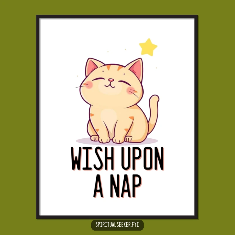 Funny Contented Cat Poster: Dreamy Wall Art, Perfect Funny Gift!