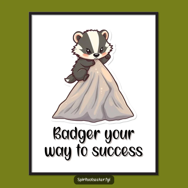 Funny Free Printable Badger Wall Art - Mountain Climb Determination Downloadable Decor Gift