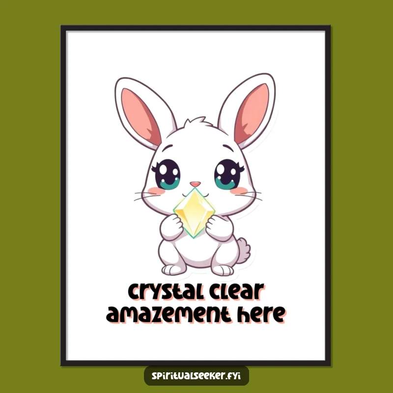 Funny Free Printable Rabbit Wall Art - Crystal Magic Humor Downloadable Decor Gift