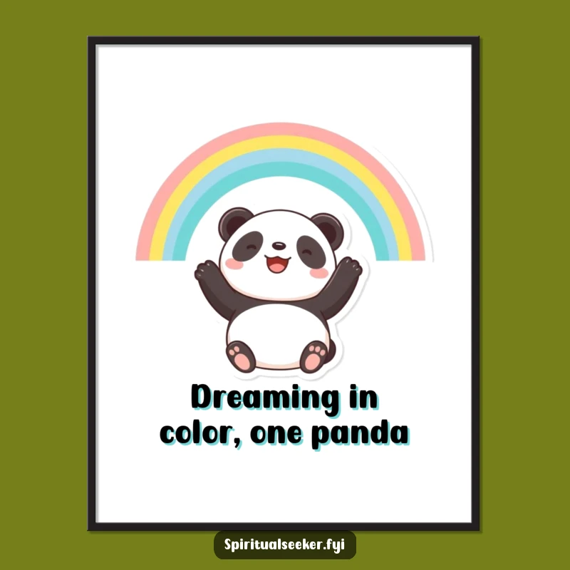 Free Printable Wall Art: Panda Under Rainbow, Hopeful Funny Downloadable Art