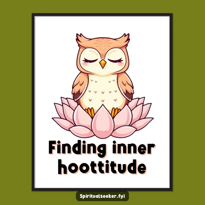 Free Printable Wall Art: Meditating Owl Kawaii Downloadable Art for a Serene Space