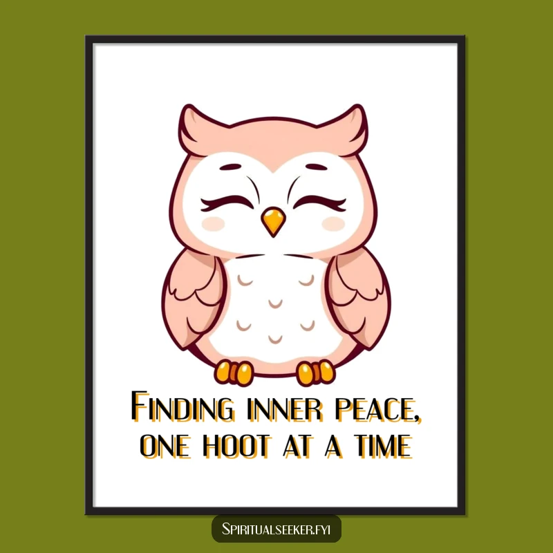 Funny Free Printable Owl Wall Art: Meditating Bird Downloadable Art for Peaceful Laughs