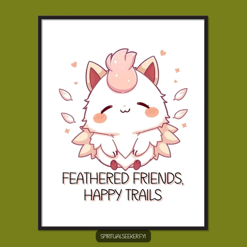 Free Printable Kawaii Feather Art: Peaceful Downloadable Decor for Serene Spaces
