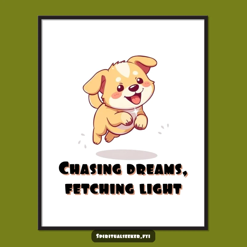 Free Printable Wall Art: Dog Chasing Light, Funny Downloadable Decor for Joy