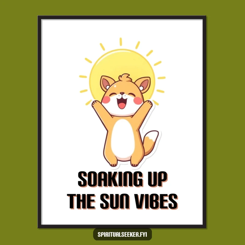 Free Printable Wall Art: Joyful Kawaii Animal Sunbeam - Funny Downloadable Decor!