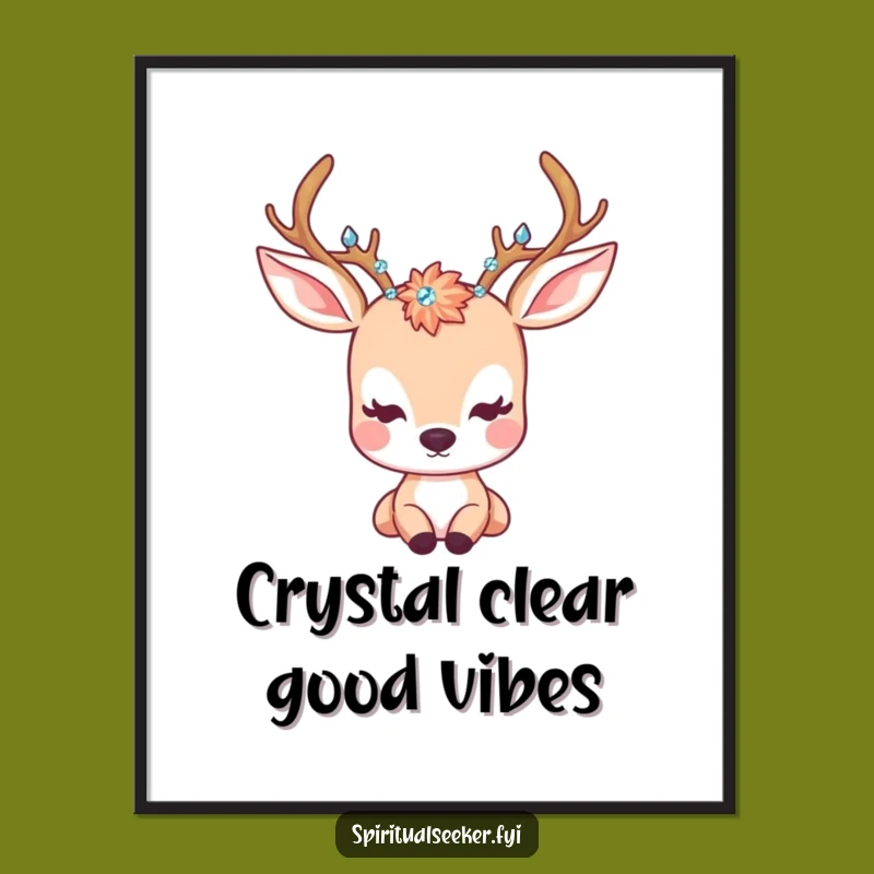 Free Printable Wall Art: Peaceful Deer Kawaii Downloadable Art with Crystal Antlers